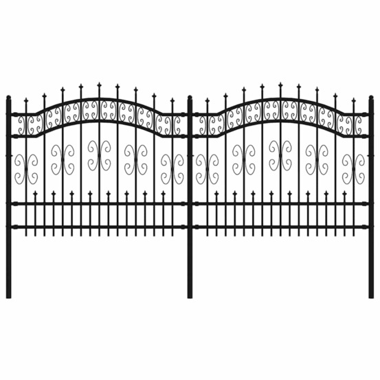 Clôture de jardin kampen avec pointe en forme de lance, acier noir 240 x 100 cm