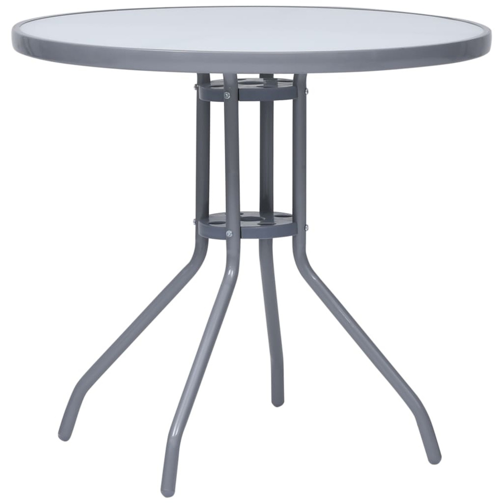 Table de jardin gris clair 80 cm acier et verre