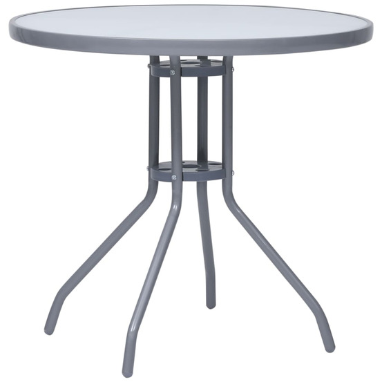 Table de jardin gris clair 80 cm acier et verre