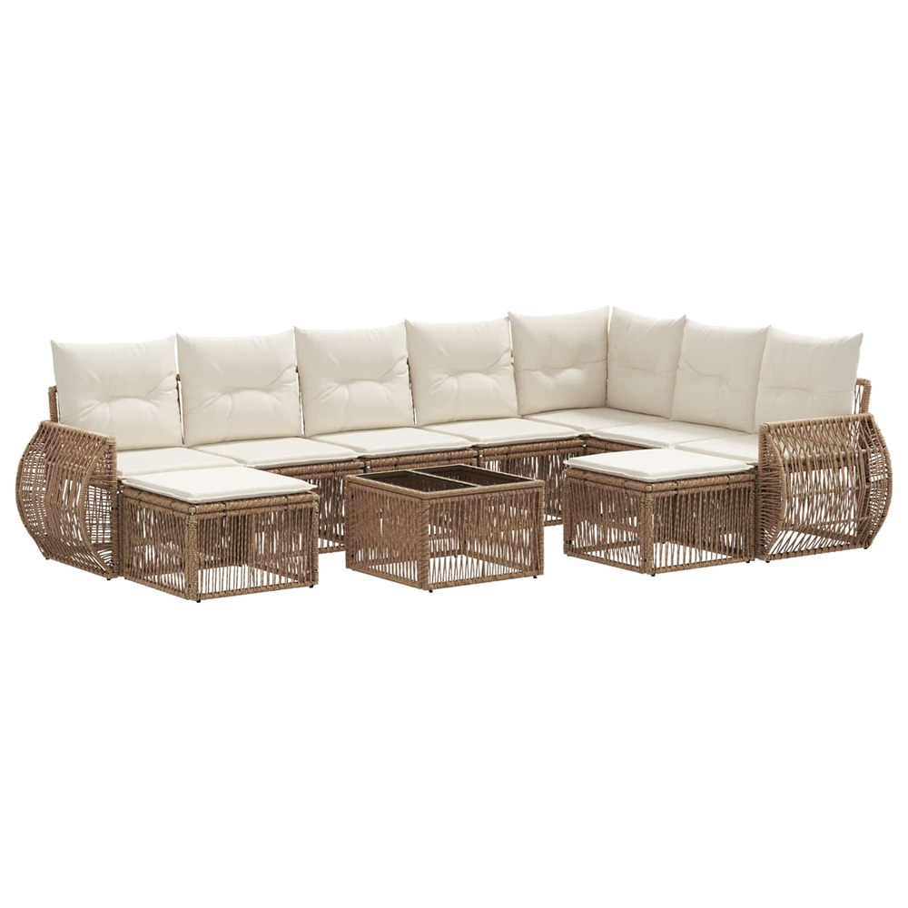 Ensemble de canapé de jardin 10 pcs beige polyrotin