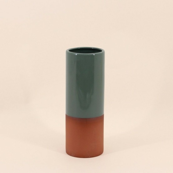 Vase tube en céramique bicolore 25cm