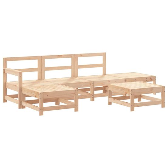 Salon de jardin 6 pcs bois de pin massif