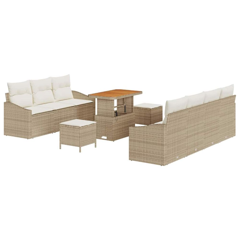 Ensemble de canapé de jardin 10 pc beige polyrotin