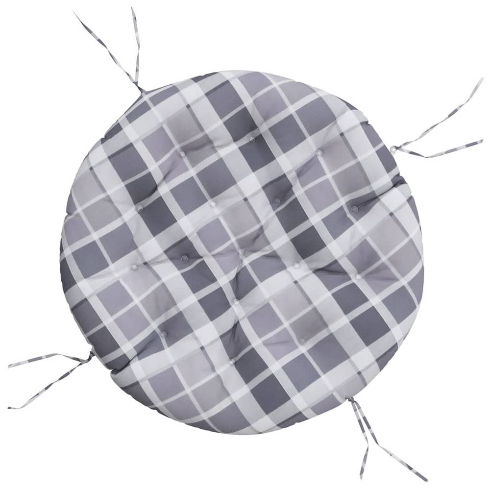 Coussin rond motif à carreaux gris ø 100 x11 cm tissu oxford