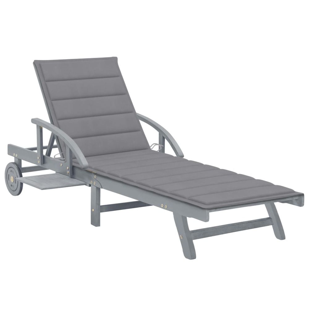 Chaise longue de jardin avec coussin bois d'acacia solide bain de soleil