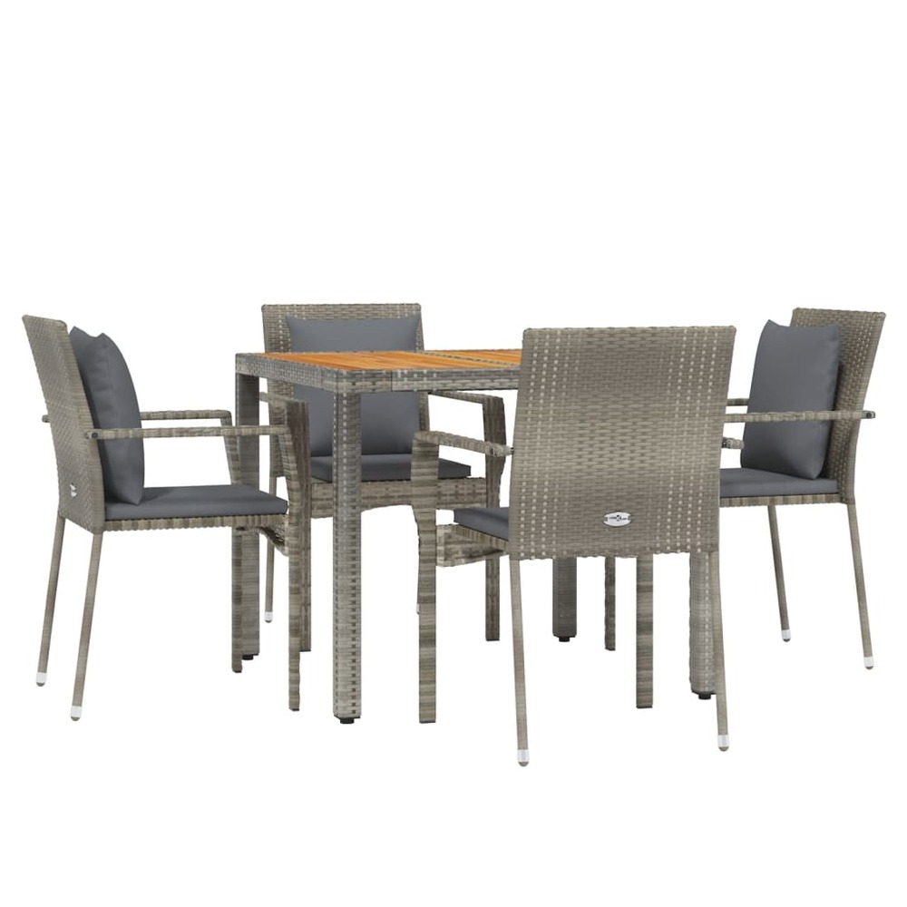 Ensemble de salle à manger de jardin meuble extérieur 5 pièces avec coussins gris