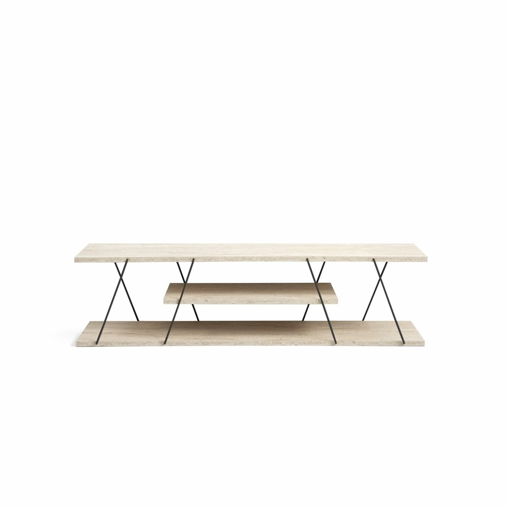 Meuble tv effet travertin canaz - beige