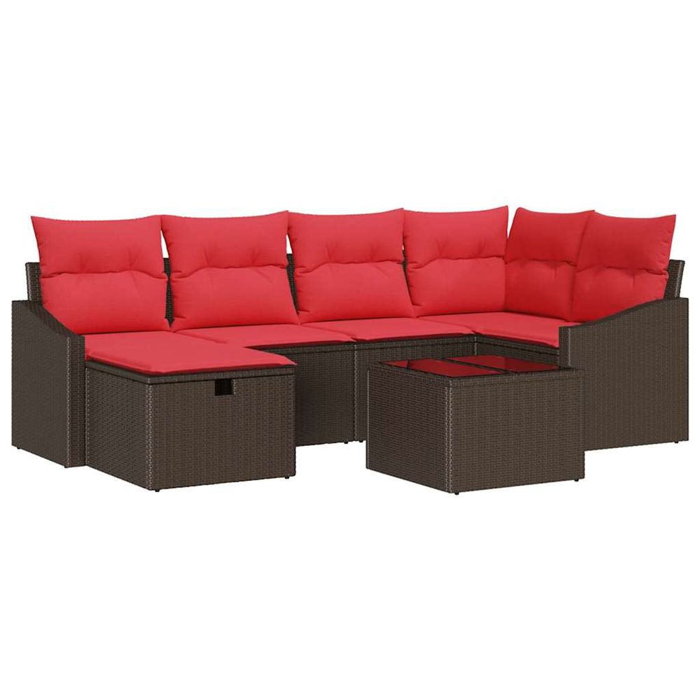 Ensemble de canapés avec coussin avec stockage marron polyrotin