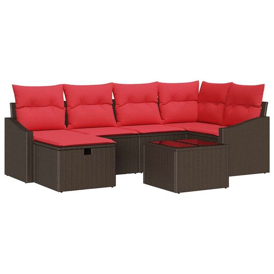 Ensemble de canapés avec coussin avec stockage marron polyrotin