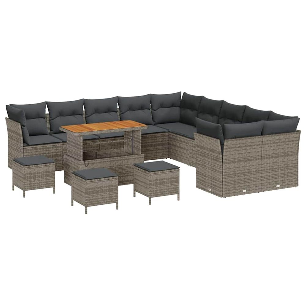 Ensemble de canapé de jardin 14 pc gris polyrotin