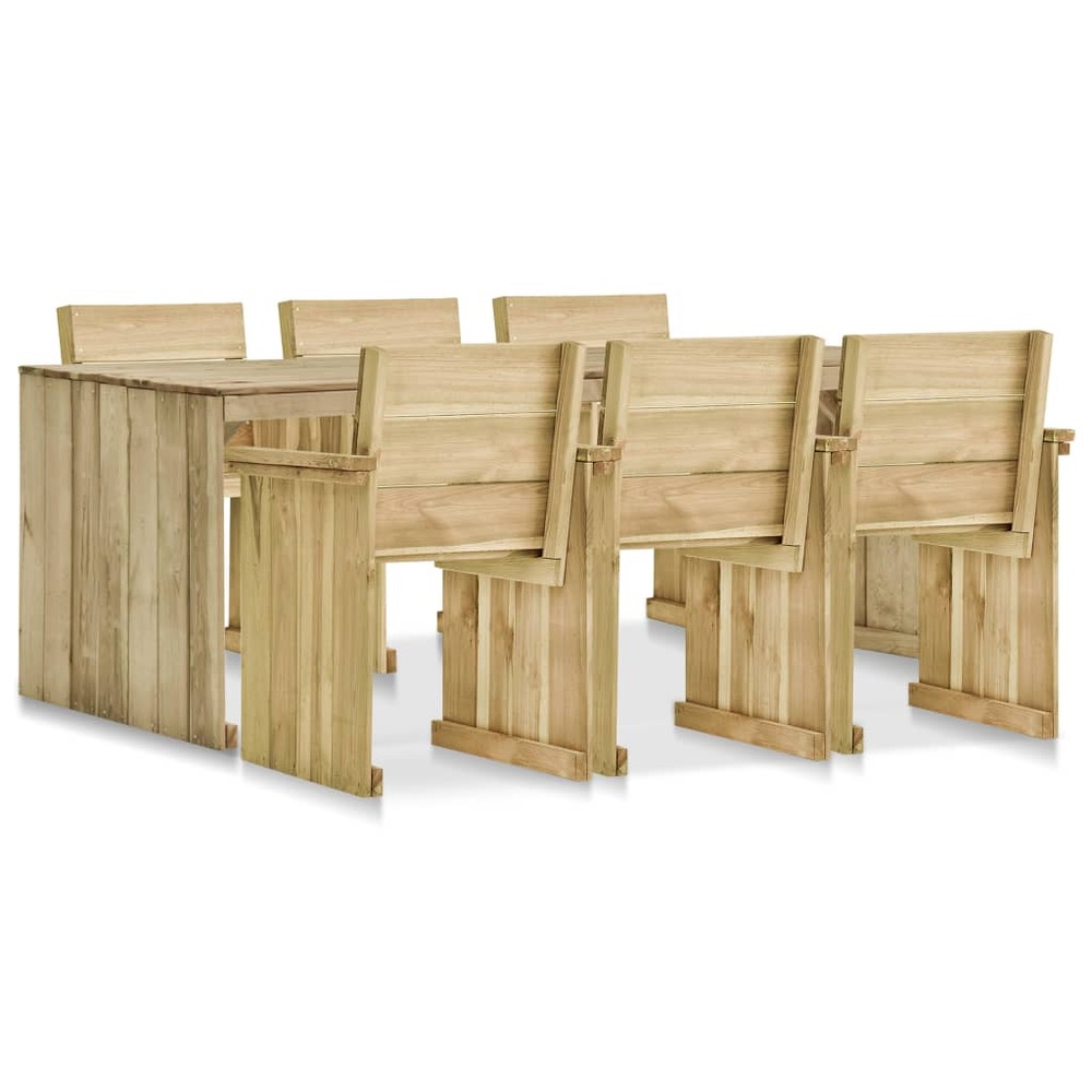 Ensemble à manger d'extérieur 7 pcs bois de pin imprégné