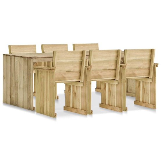 Ensemble à manger d'extérieur 7 pcs bois de pin imprégné