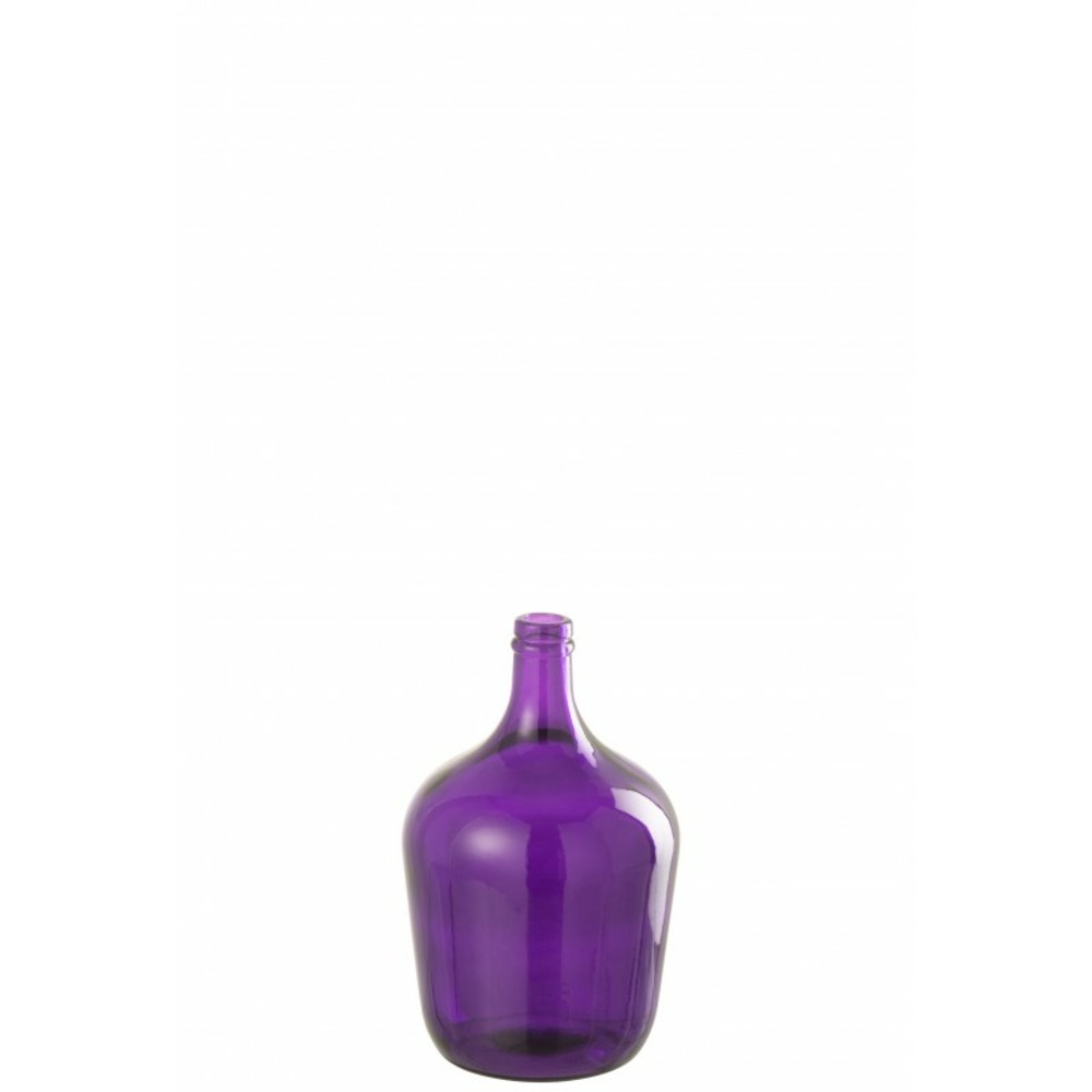 Vase bouteille en verre mauve 18x18x30cm