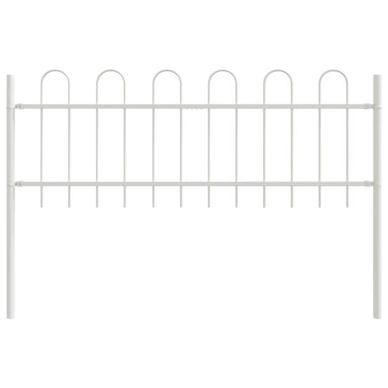 Clôture de jardin avec sommet en arc blanc 1,7x0,6 m acier