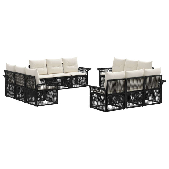 Ensemble de canapé de jardin 12 pcs noir polyrotin