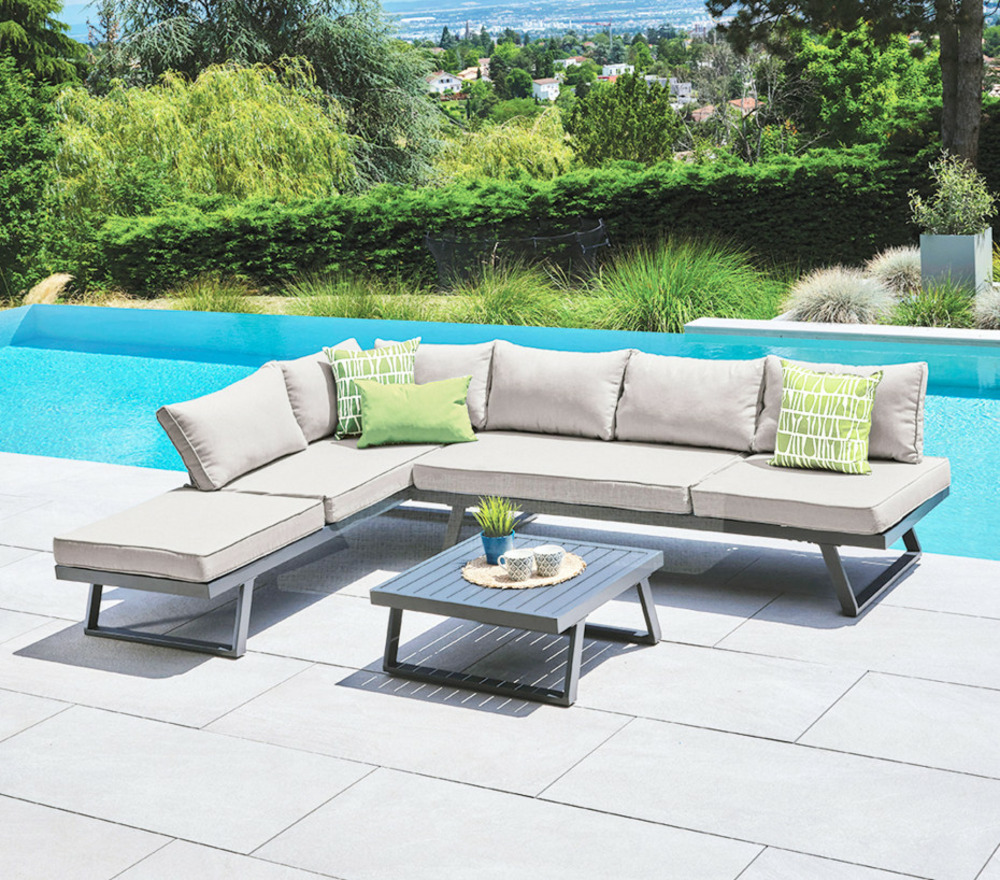 Salon de jardin modulable - 6 places - oakland beige
