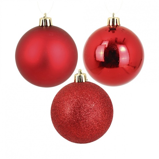 Set de 9 boules de noël rouges