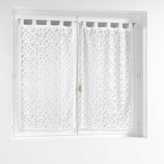 Paire de rideaux voile maille 60 x 90 cm mannon blanc