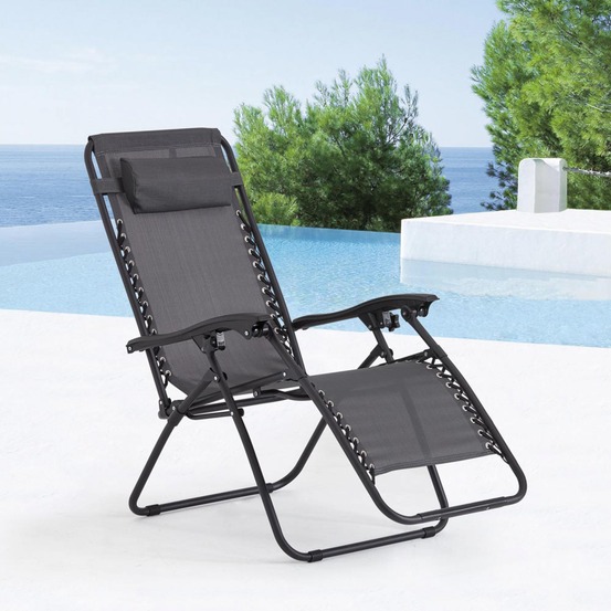 Transat inclinable noir et gris foncé manihi