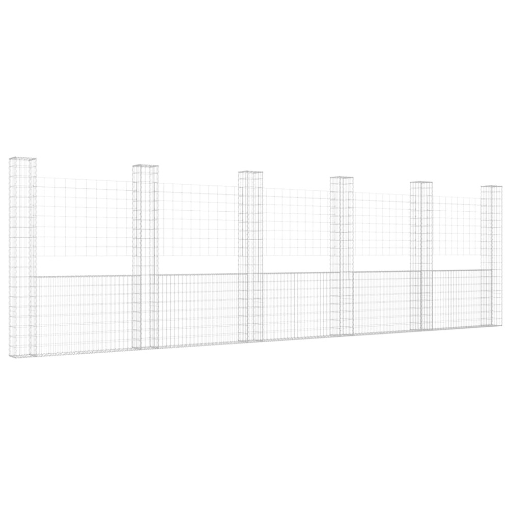 Panier de gabion en forme de u avec 6 poteaux fer 620x20x200 cm