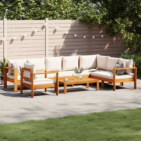 Salon de jardin avec coussins 6 pcs bois d'acacia solide