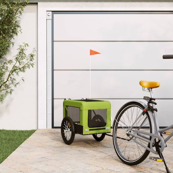 Remorque vélo chien tissu oxford transport animaux sécurisé pour balades vert