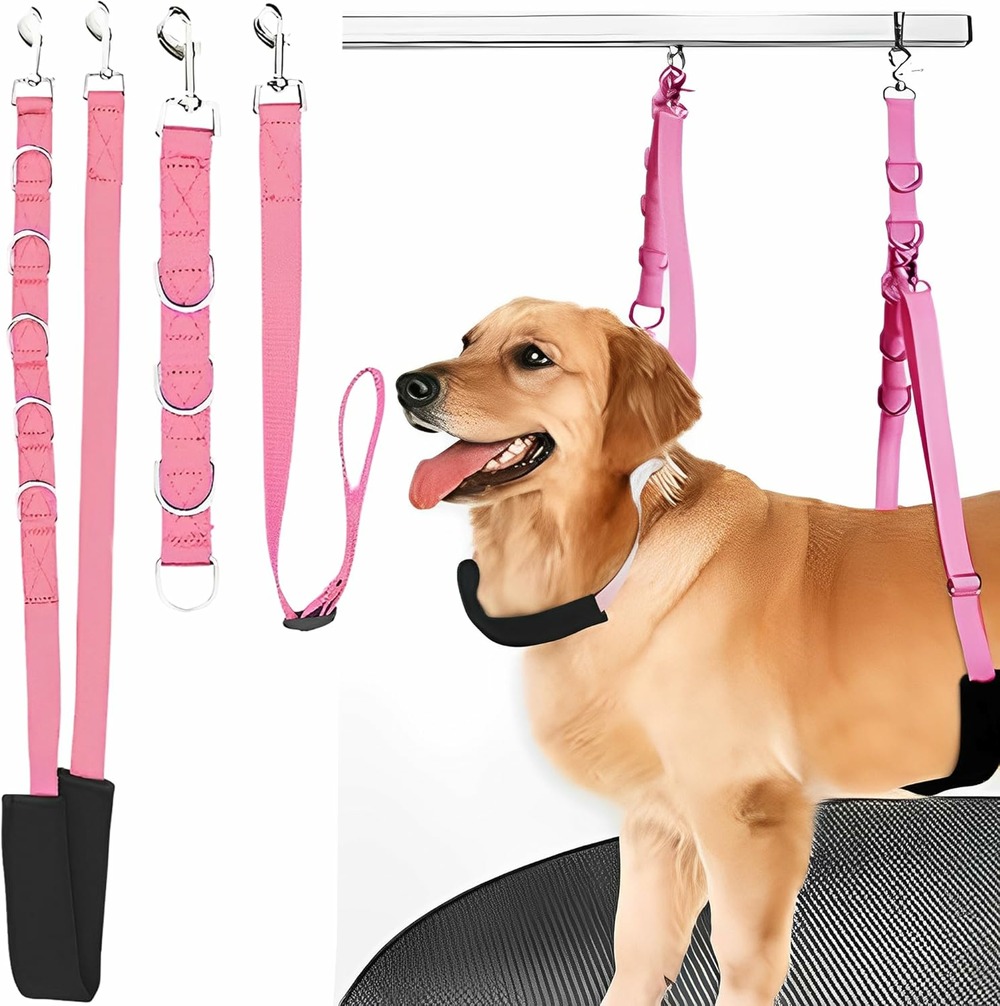 Lot 3pcs harnais toilettage chien réglable nylon rose