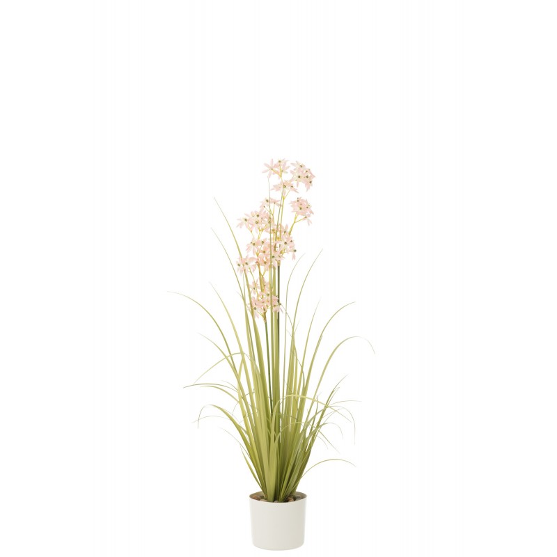 Allium artificiel en pot en plastique rose 18x18x116 cm