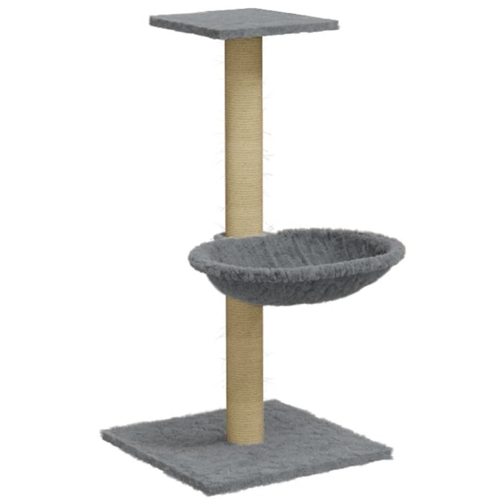 Arbre à chat meuble tour grimper jouet grattage grattoir escalade plateforme avec griffoir en sisal clair 74 cm gris 02_00224