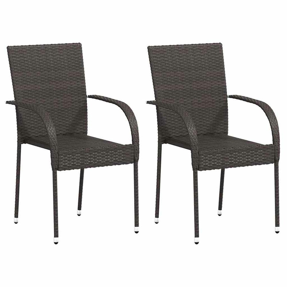 Chaises empilables d'extérieur lot de 2 résine tressée marron