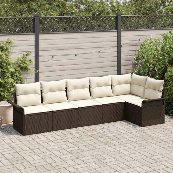 Ensemble de canapé de jardin 6 pcs marron poly rotin