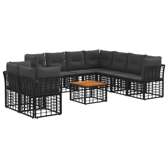 Ensemble de canapés d'extérieur 10 pc noir et gris foncé