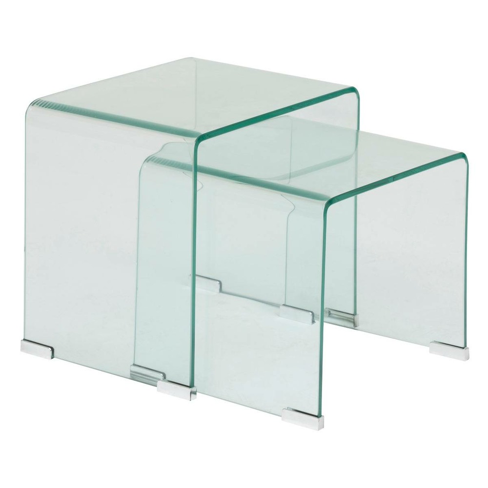 Lot de 2 tables gigognes lenia transparent 51x47x30cm