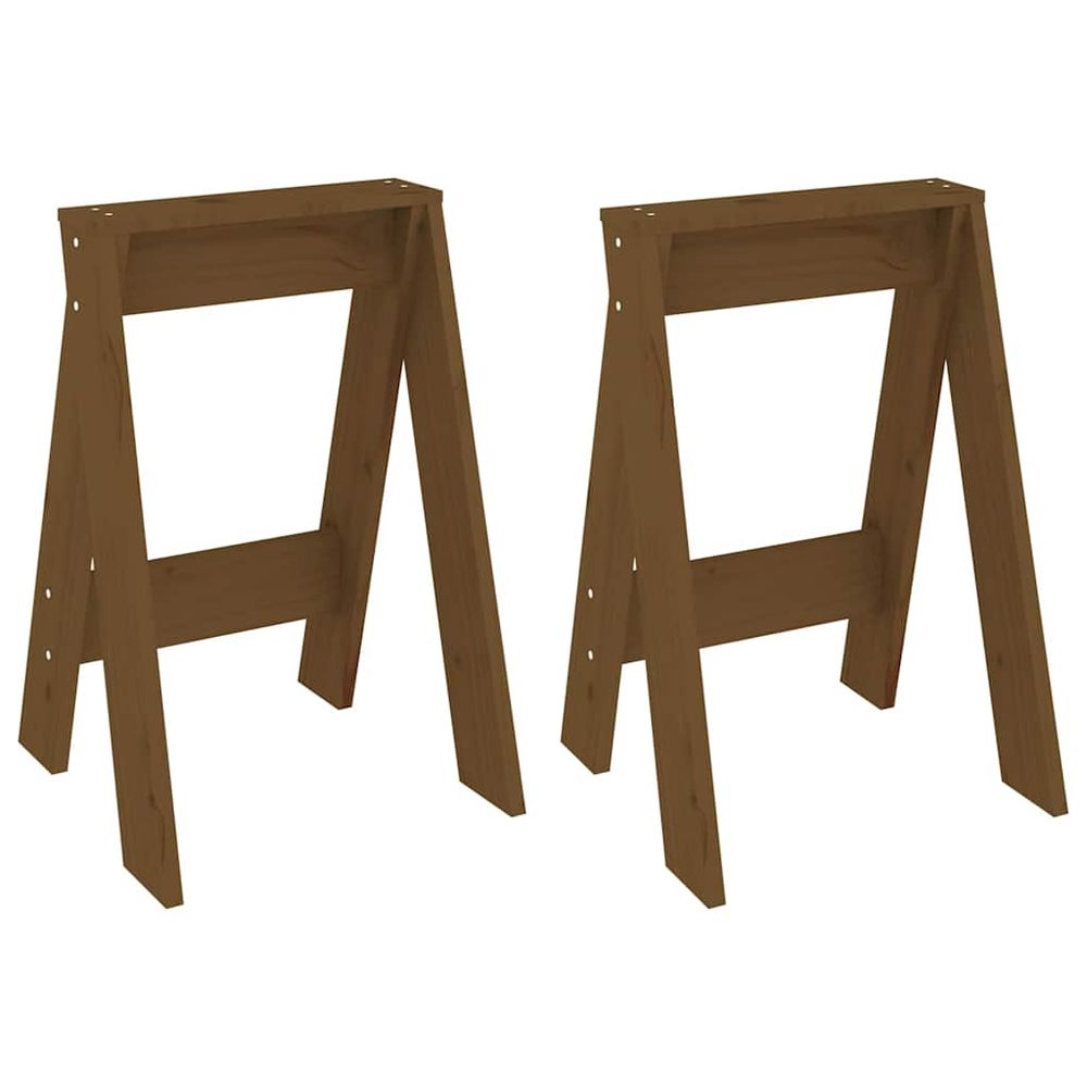 Tabourets lot de 2 marron miel 40x40x60 cm bois massif de pin