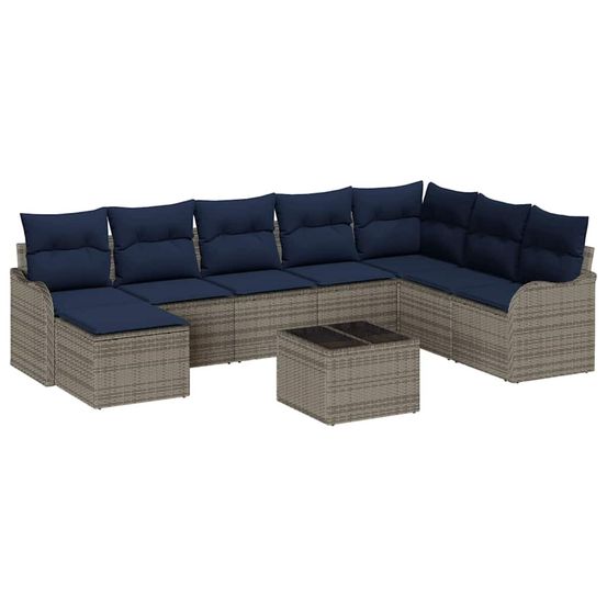 Ensemble de canapé de jardin gris polyrotin