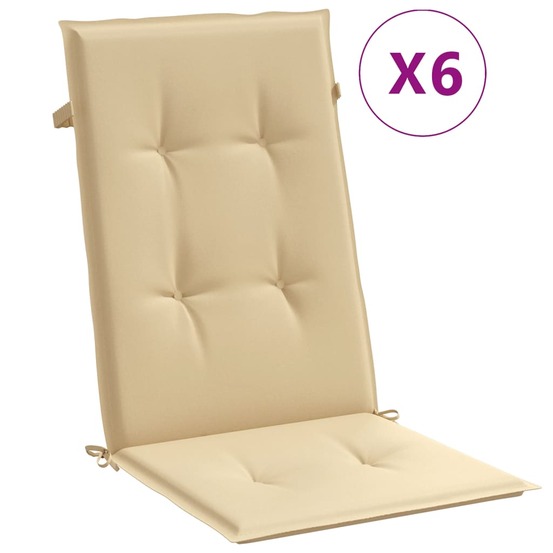 Coussins de chaise à dossier haut lot de 6 beige mélangé tissu