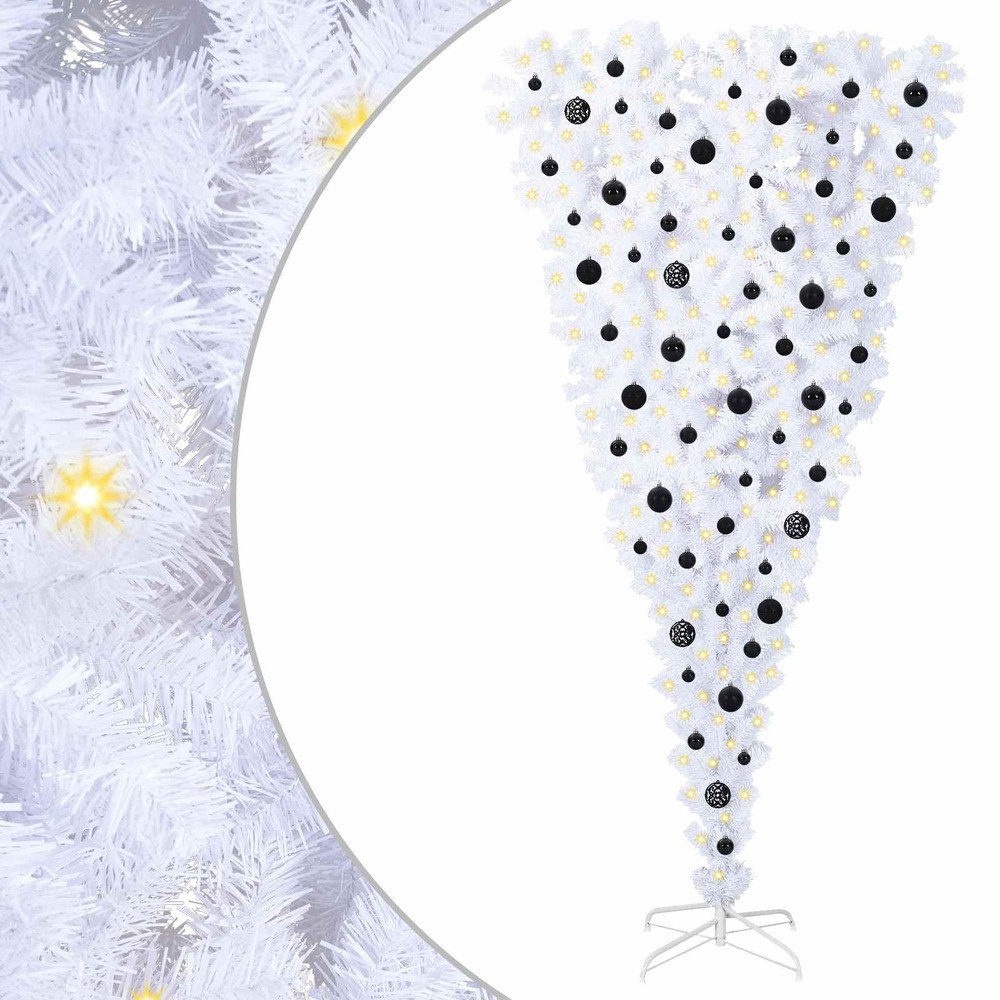 Sapin de noël artificiel avec 300 led blanc 210 cm pvc et acier