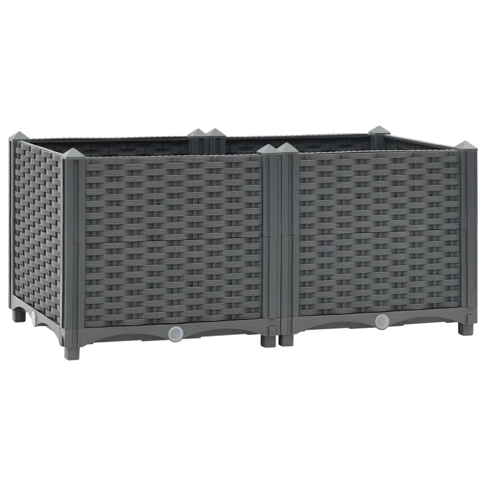 Jardinière lit surélevé plantes fleurs jardin 80 x 40 x 38 cm polypropylène gris foncé