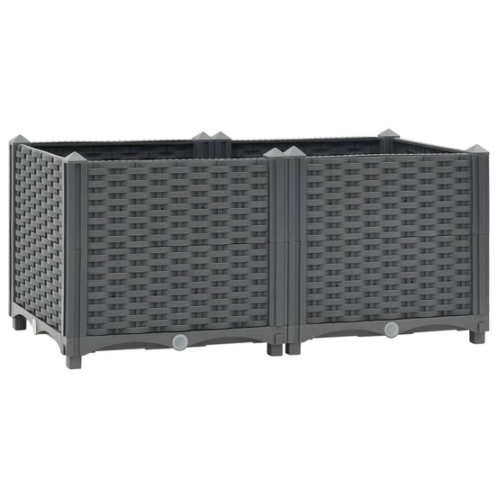 Jardinière lit surélevé plantes fleurs jardin 80 x 40 x 38 cm polypropylène gris foncé