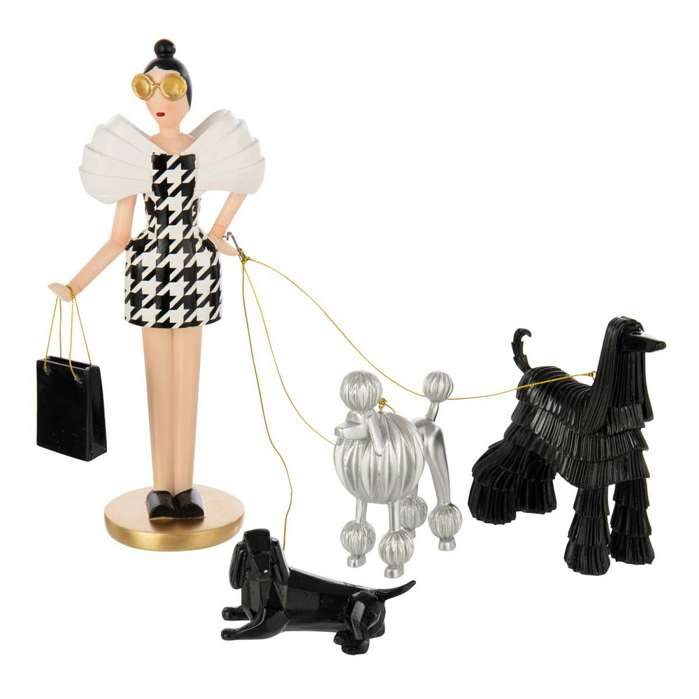 Statuette femme chiens 