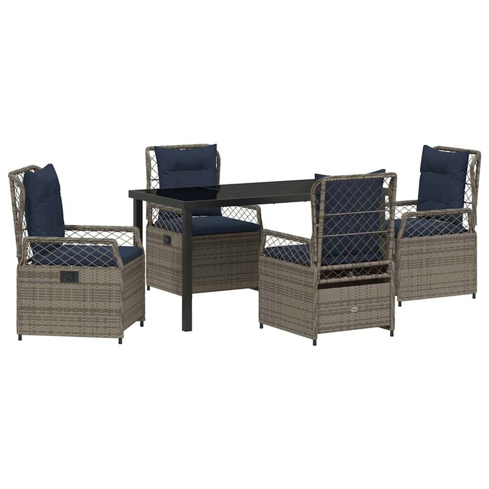 Ensemble de salle à manger pour jardin 5 pcs gris polyrotin