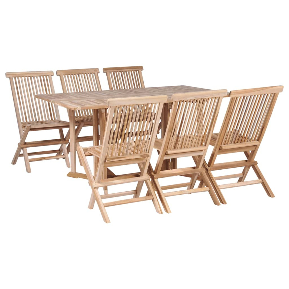 Ensemble à manger d'extérieur pliable 7 pcs bois solide de teck
