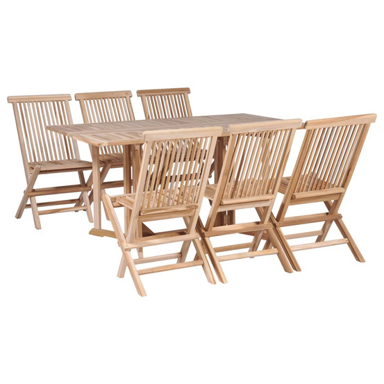 Ensemble à manger d'extérieur pliable 7 pcs bois solide de teck