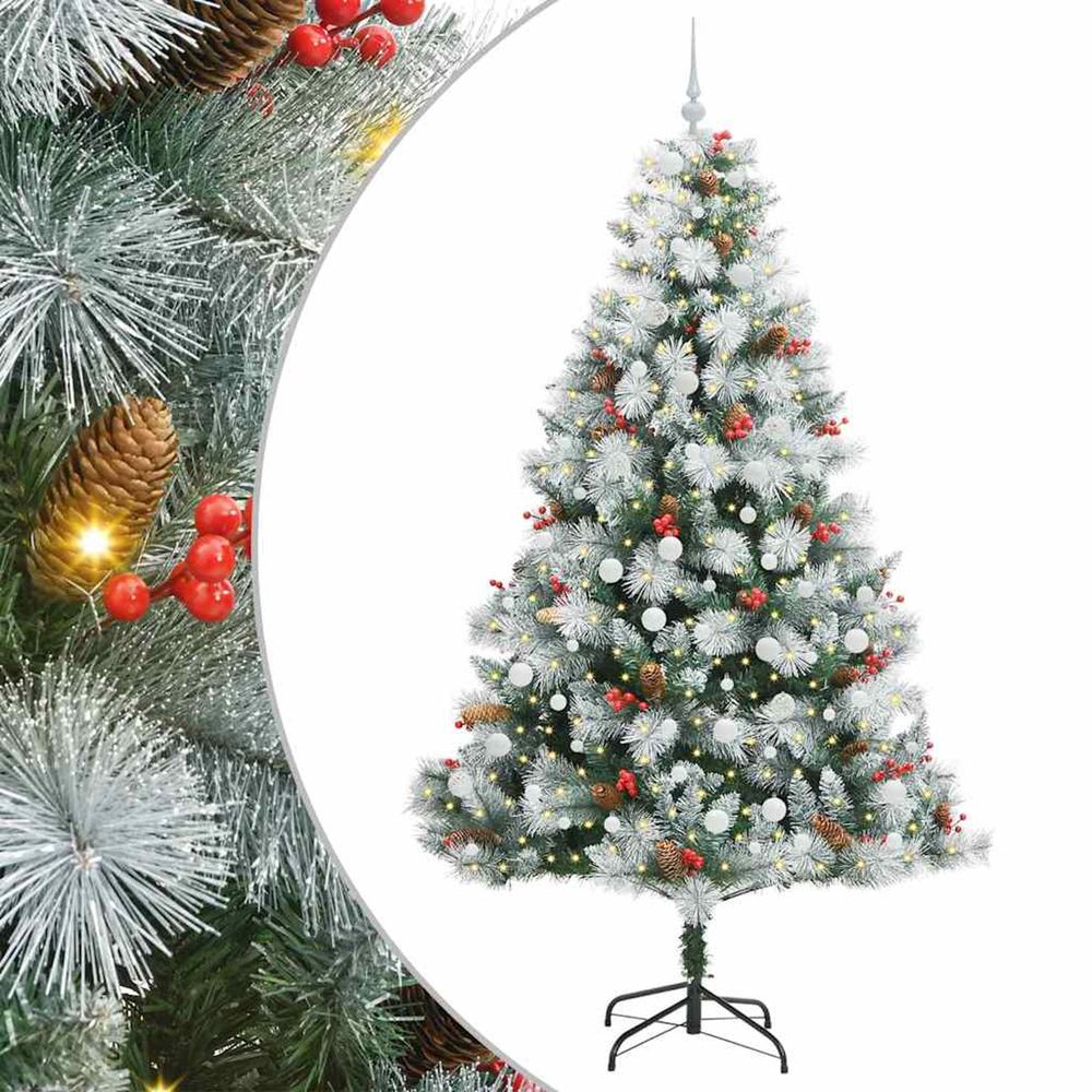Sapin de noël artificiel avec bandes led vert et blanc 240 cm