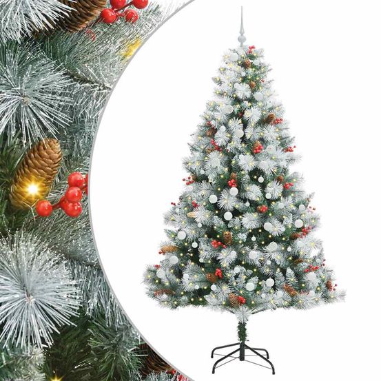 Sapin de noël artificiel avec bandes led vert et blanc 240 cm