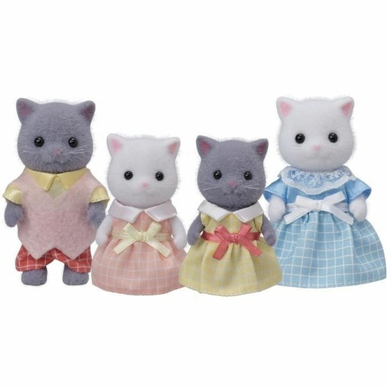 4 personnages articulés famille chat persan