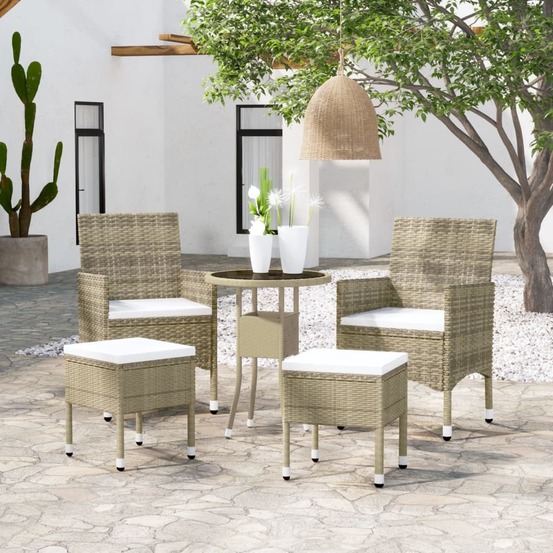 Salon de jardin 5 pcs résine tressée beige