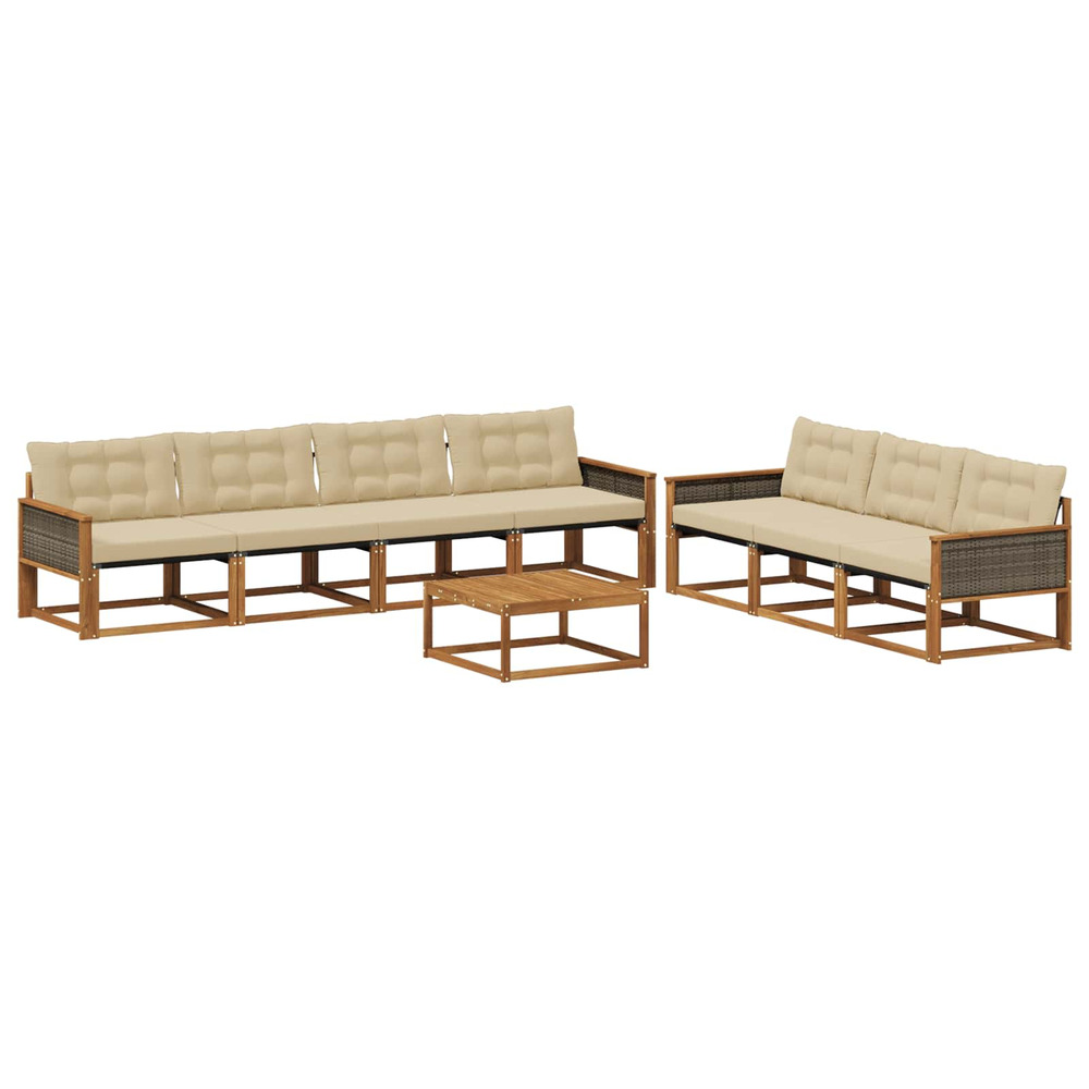 Ensemble de canapés d'extérieur 8 pcs naturel et beige