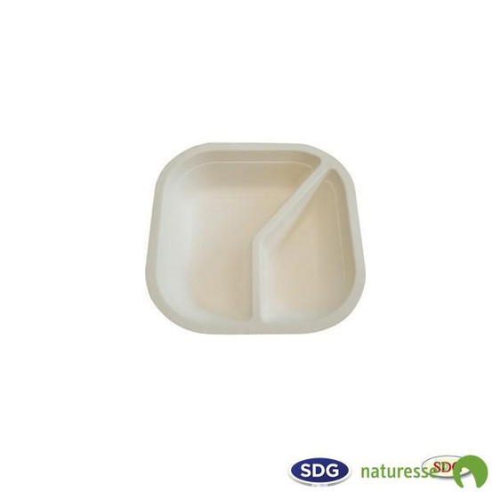 Assiette carrée 2 compartiments pulpe de cellulose 16x16 cm - sdg - lot de 500