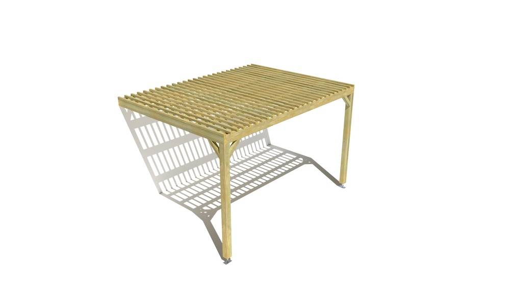 Pergola bois • 4m x 3m • adossée • sens largeur • lattage bois • livraison comprise